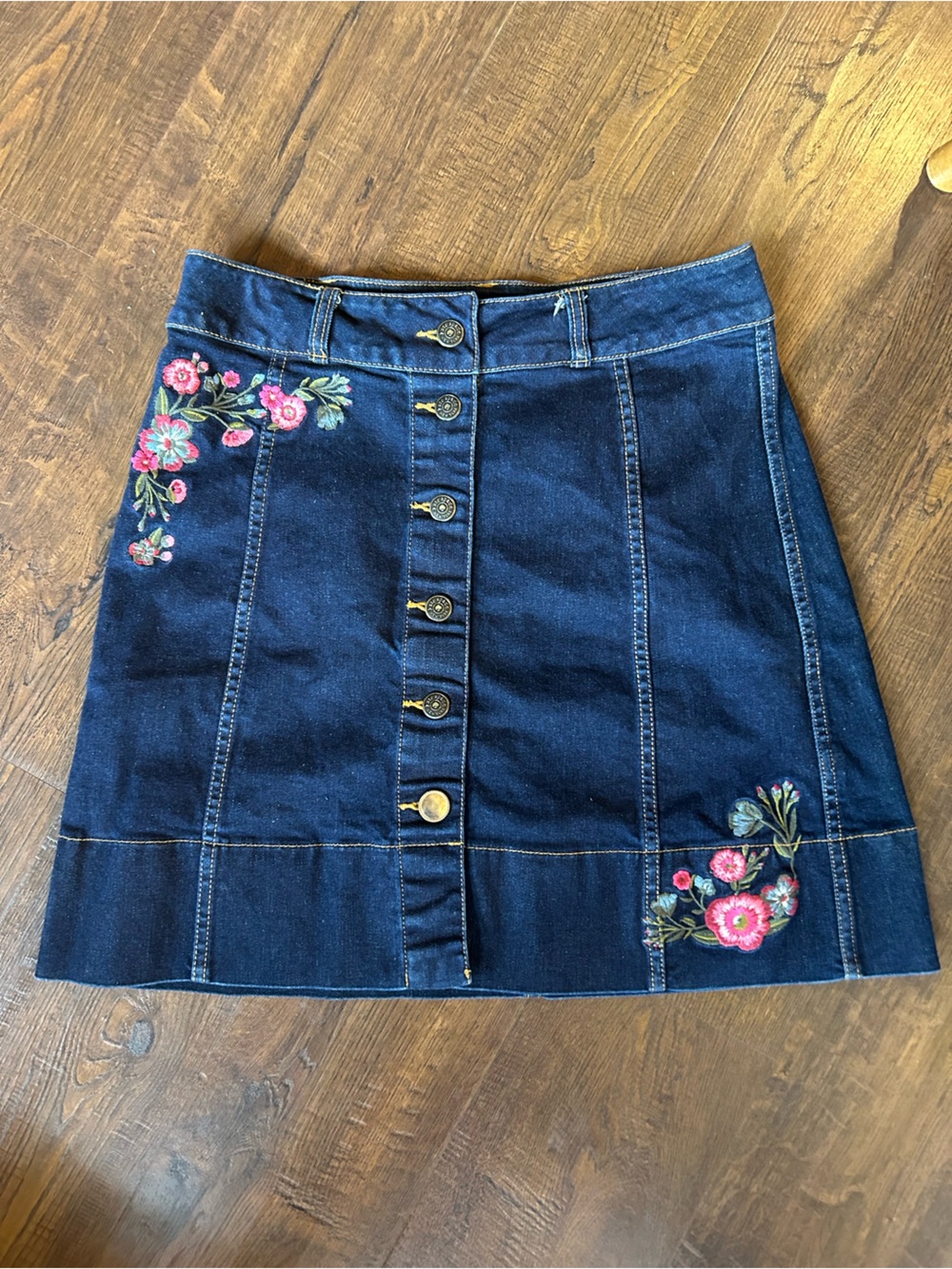Kate Spade Denim Skirt with Floral Embroidery
